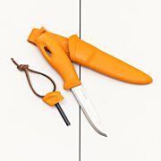 Orange kniv med tändstål BIO
